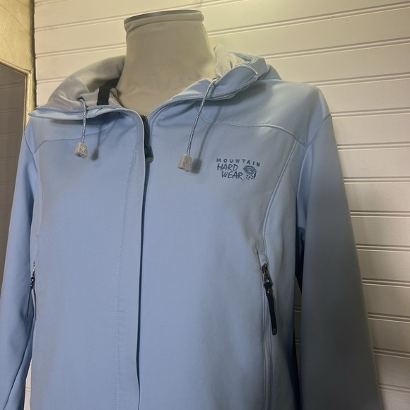Mountain Hardwear Women's L Blue Softshell Jacket Hooded Fleece Lined Outdoor - Picture 1 of 11